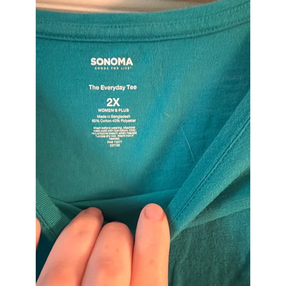 Sonoma Goods For Life The Everyday Tee Womens 2X Teal Blue Short Sleeve T-Shirt - Picture 2 of 6